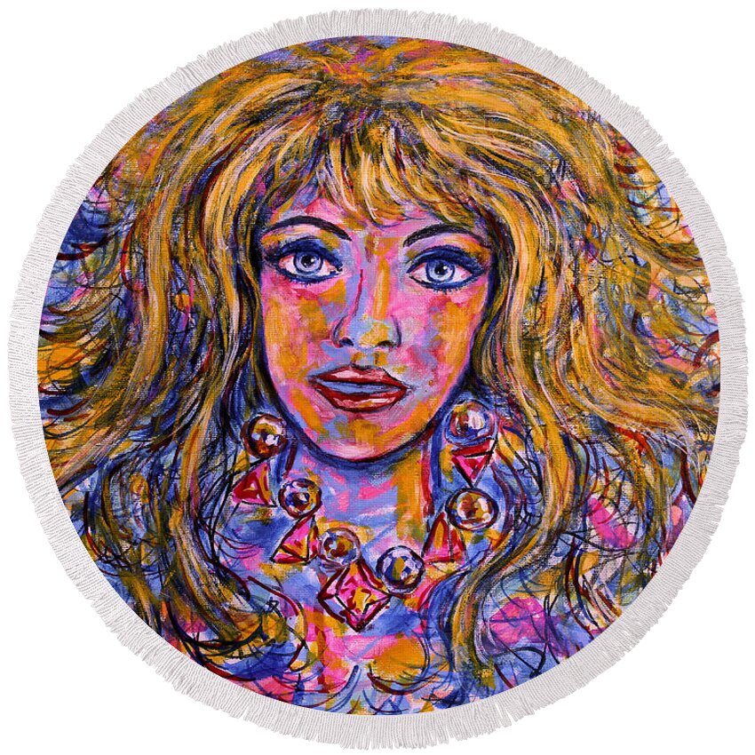 Portrait Round Beach Towel featuring the painting Natalia by Leonard Holland