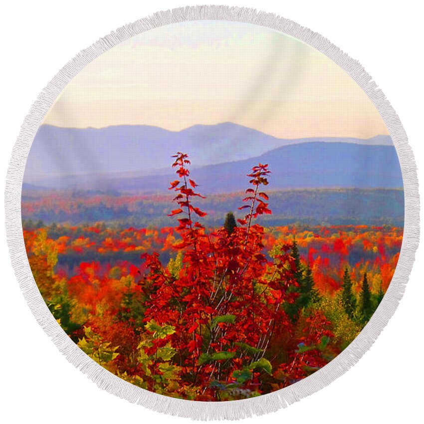 Autumn Round Beach Towel featuring the photograph National Scenic Byway by Mike Breau