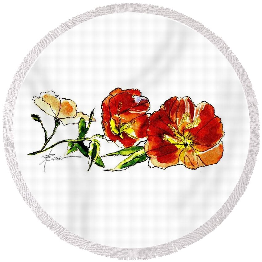 Flowers Round Beach Towel featuring the painting Natural Beauty by Adele Bower