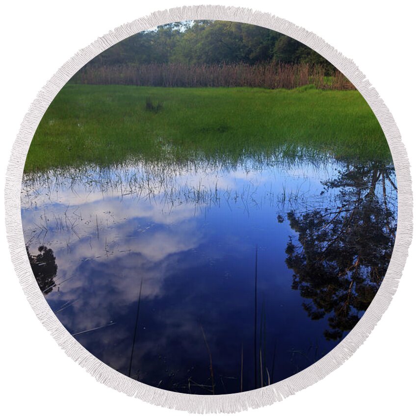Landscape Round Beach Towel featuring the photograph Natural Reflections by Robert Caddy