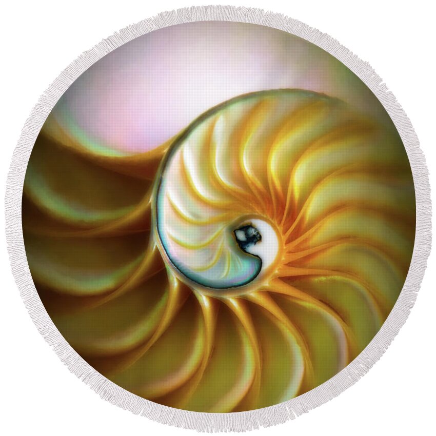Fine Art Photography Round Beach Towel featuring the photograph Nautilus #3, Sunrise by John Strong