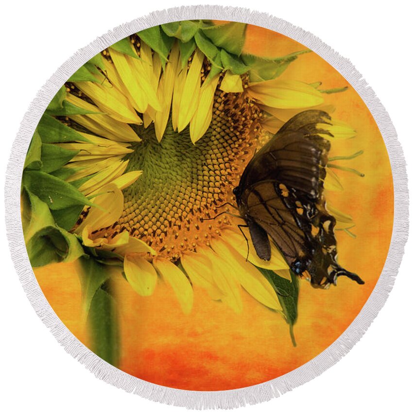 Bold Round Beach Towel featuring the photograph Nectar Time by Geraldine DeBoer