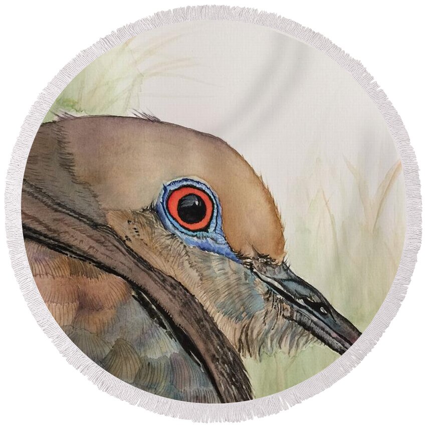 Dove Round Beach Towel featuring the painting Nesting by Sonja Jones