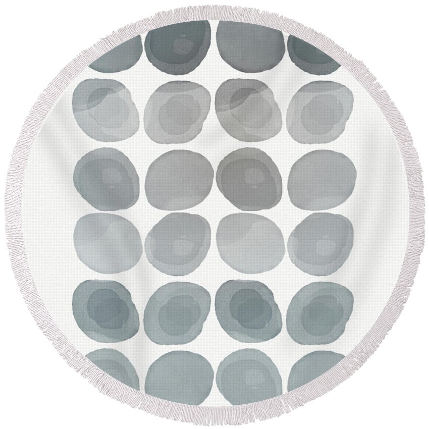 Modern Round Beach Towel featuring the mixed media Neutral Stones- Art by Linda Woods by Linda Woods