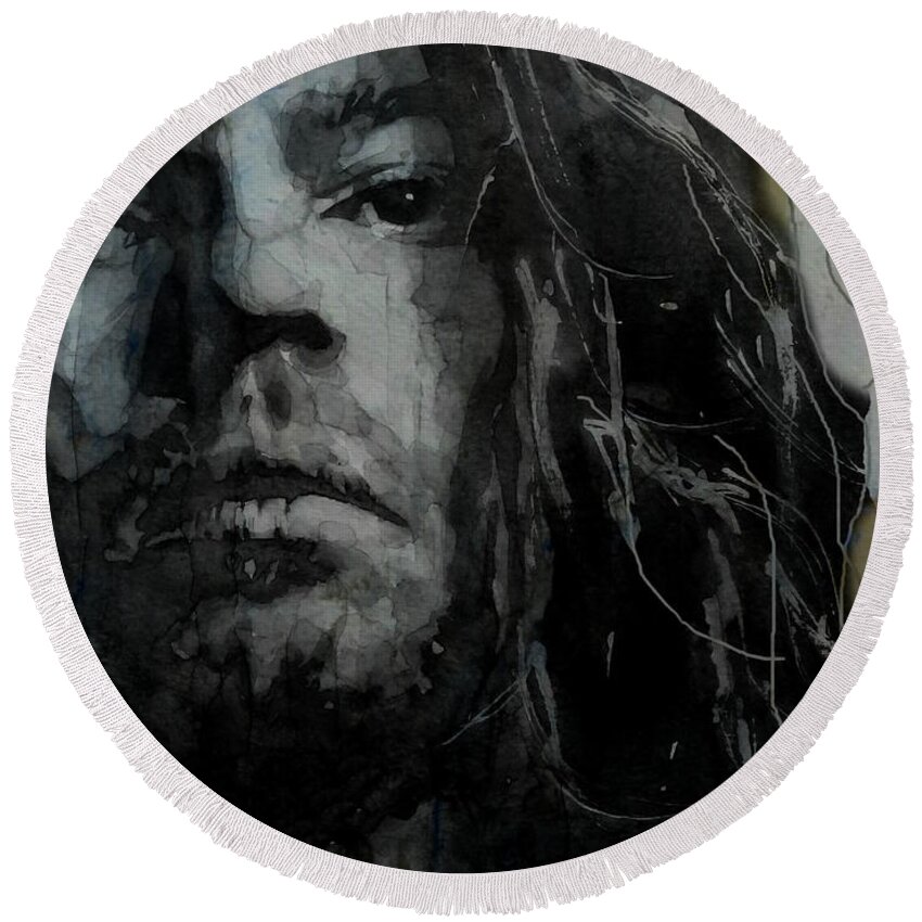 Inxs Round Beach Towel featuring the painting Never Tear Us Apart - Michael Hutchence by Paul Lovering