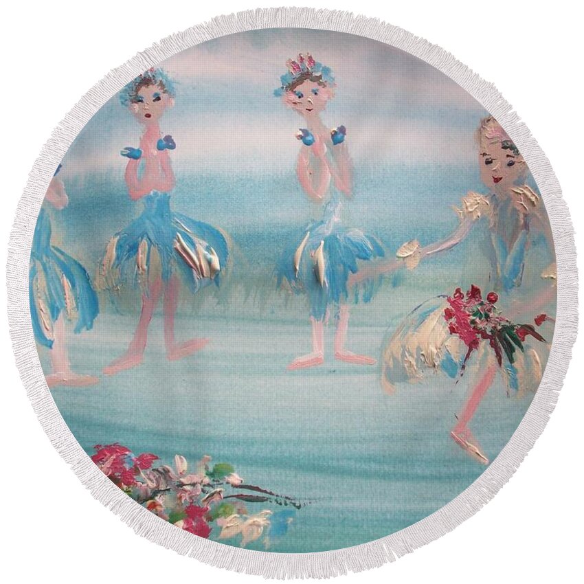 Ballet Round Beach Towel featuring the painting New Ballet curtain call by Judith Desrosiers