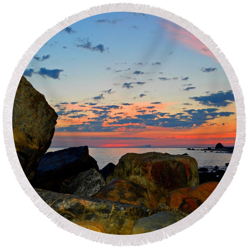 Cape Cod Bay Round Beach Towel featuring the photograph New Day Dawning Over Cape Cod Bay by Dianne Cowen Cape Cod Photography