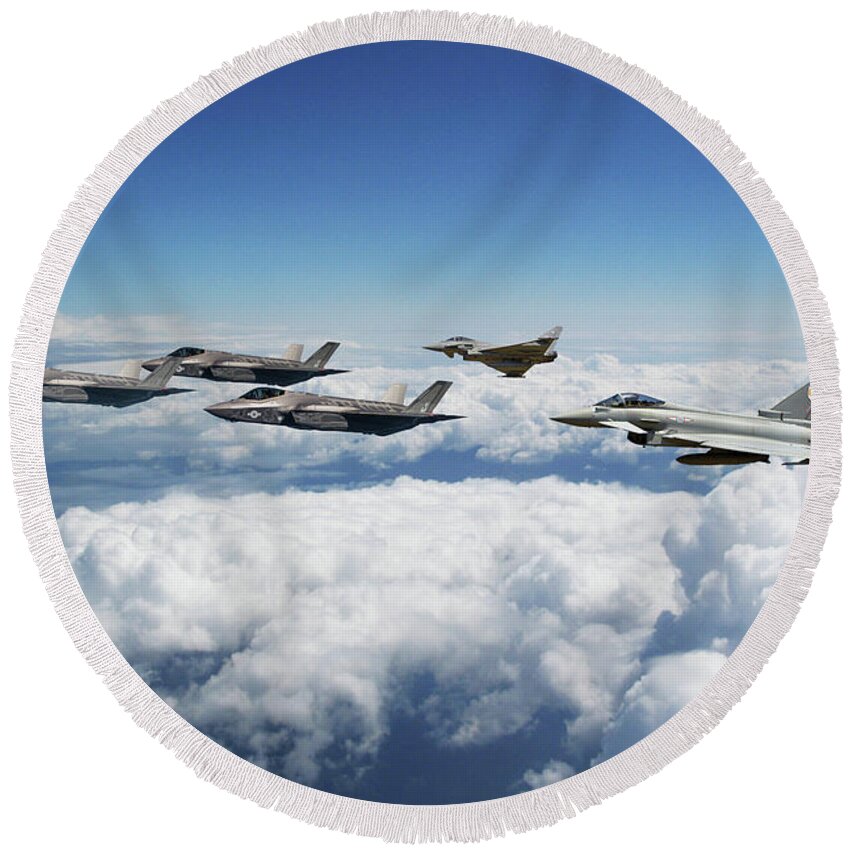 F35 Lighting Ii Round Beach Towel featuring the digital art New Kids On The Block by Airpower Art