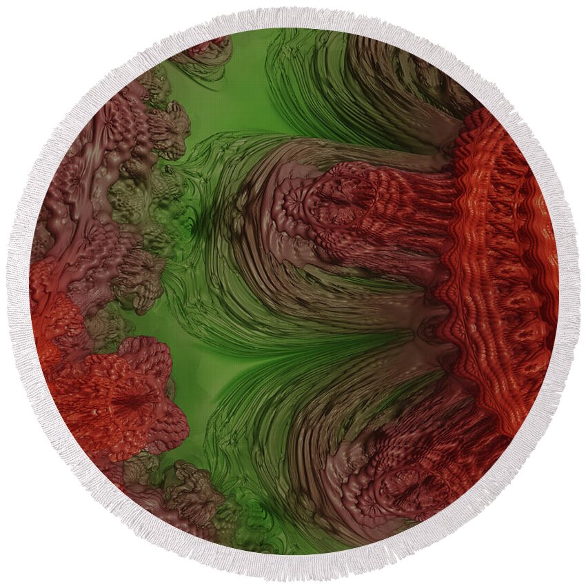 Fractal Round Beach Towel featuring the digital art New World by Ester McGuire