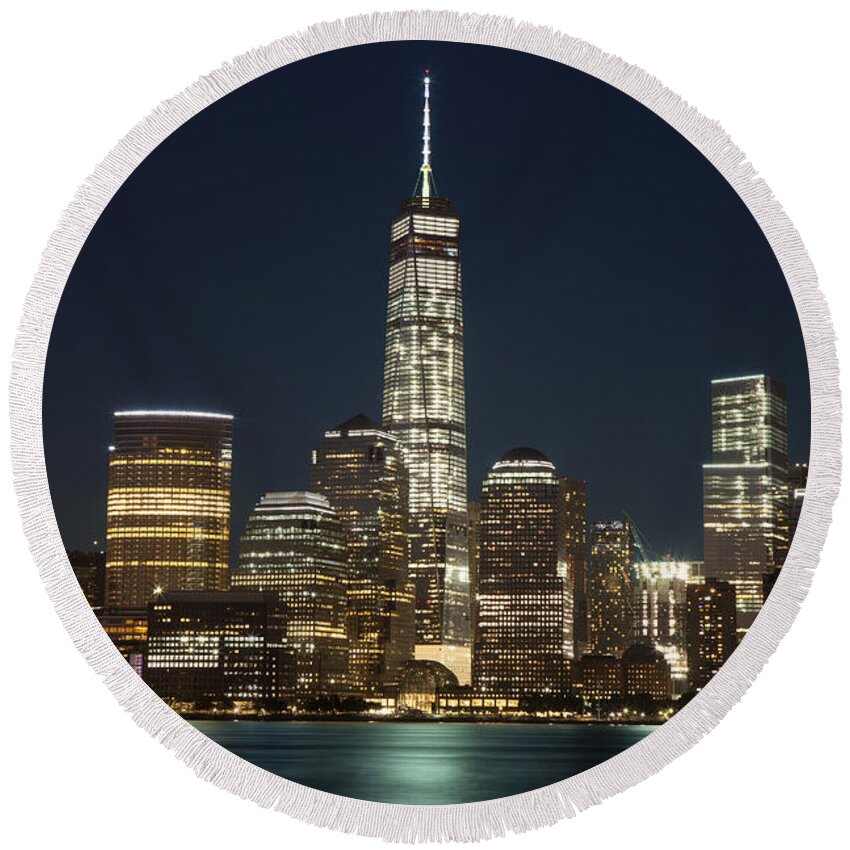 New York City Round Beach Towel featuring the photograph New York City Lower Manhattan by Anthony Totah
