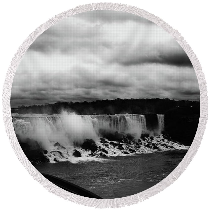 Clouds Round Beach Towel featuring the photograph Niagara Falls - Small Falls by JGracey Stinson