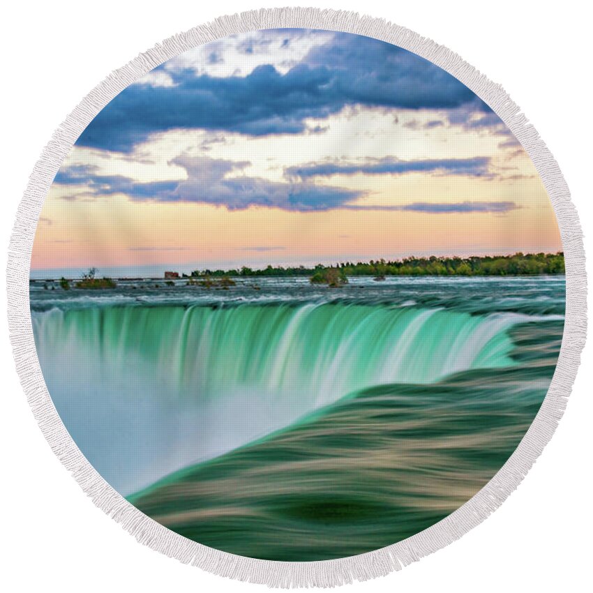 Niagara Falls Round Beach Towel featuring the photograph Niagara Falls - The Brink by Steve Harrington