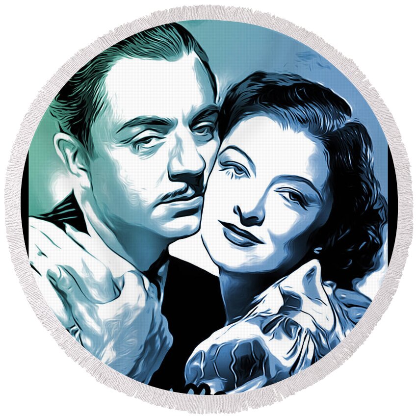 William Powell Round Beach Towel featuring the digital art Nick and Nora by Greg Joens
