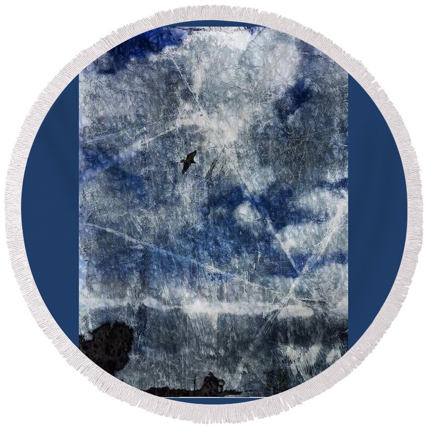 Sky Round Beach Towel featuring the digital art Night Flight by Lessandra Grimley