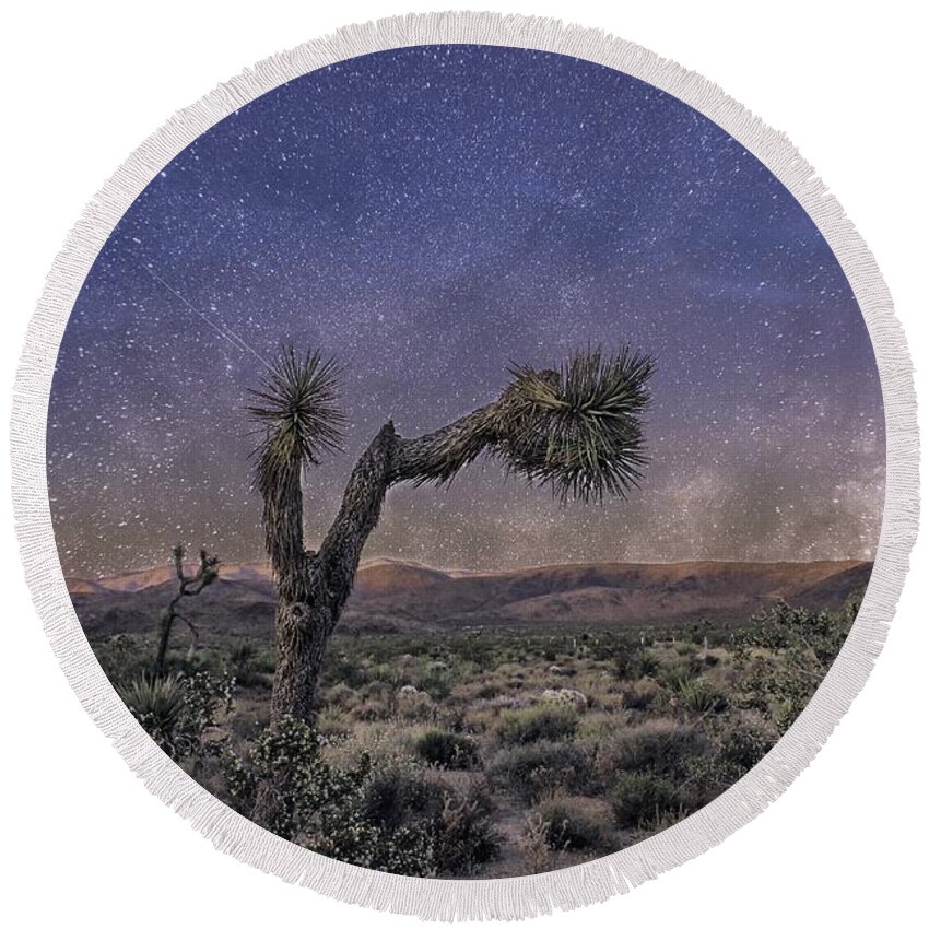 Night Sky Round Beach Towel featuring the photograph Night Sky by Alison Frank