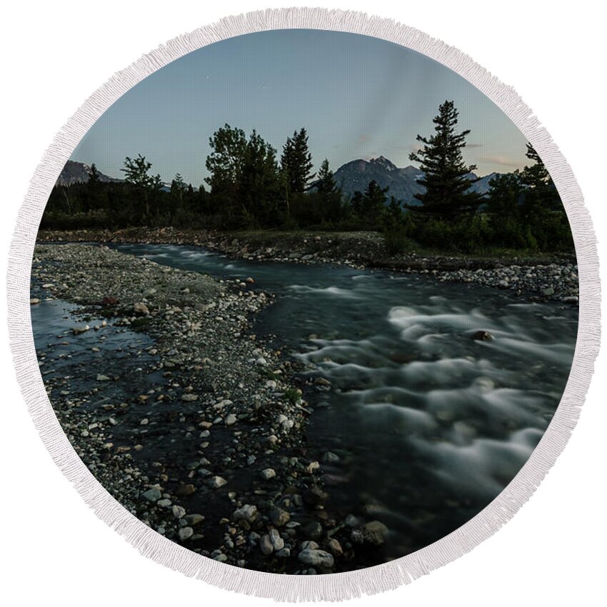 Glacier Round Beach Towel featuring the photograph Nightfall in Montana by Margaret Pitcher