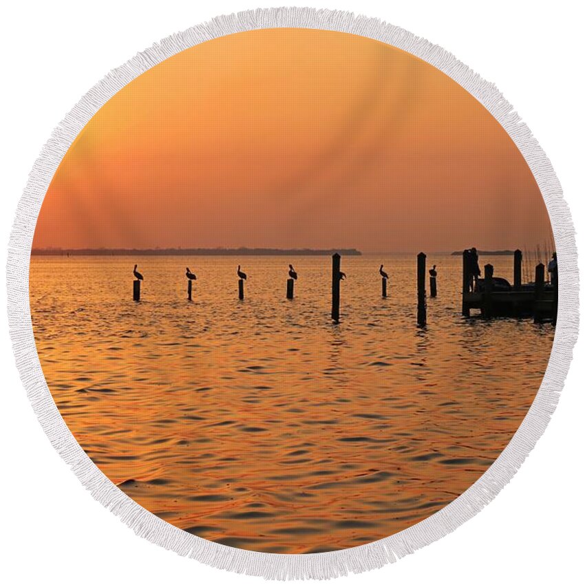 Sunset Round Beach Towel featuring the photograph Nighttime Nuances by Michiale Schneider