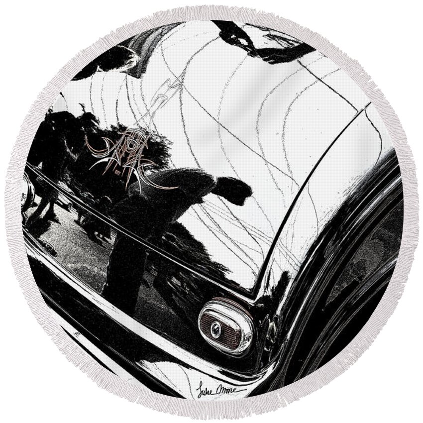 Hot Rod Round Beach Towel featuring the photograph No. 1 by Luke Moore