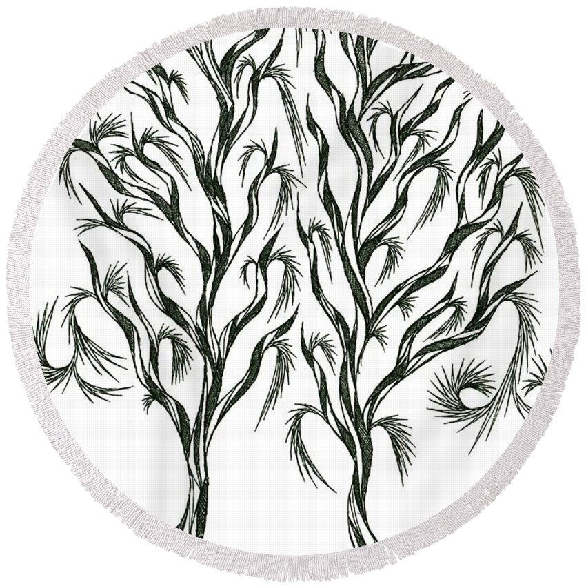 Nature Round Beach Towel featuring the drawing No 10 by Robert Nickologianis
