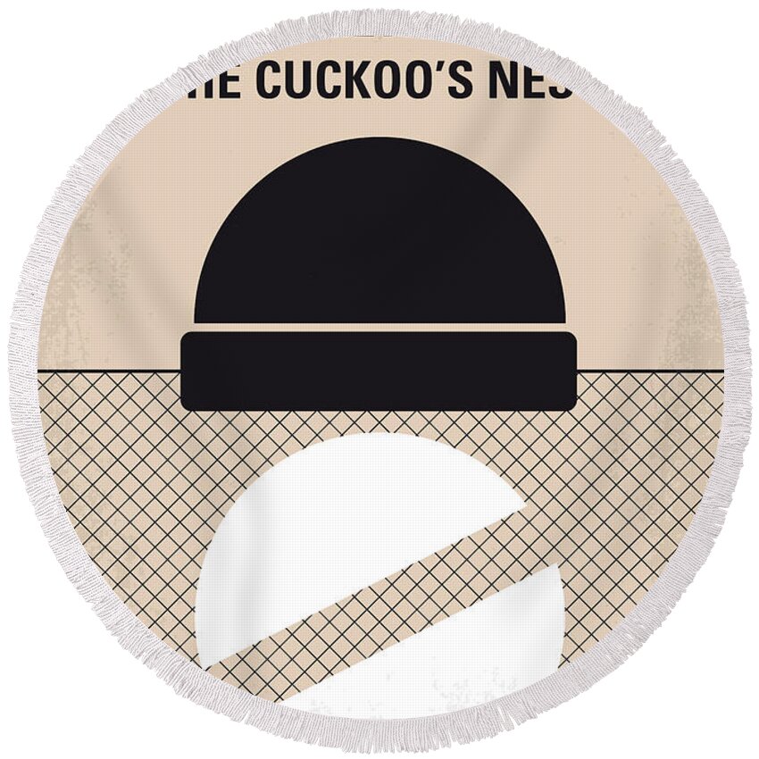 One Flew Over The Cuckoos Nest Round Beach Towel featuring the digital art No454 My One Flew Over the Cuckoos Nest minimal movie poster by Chungkong Art