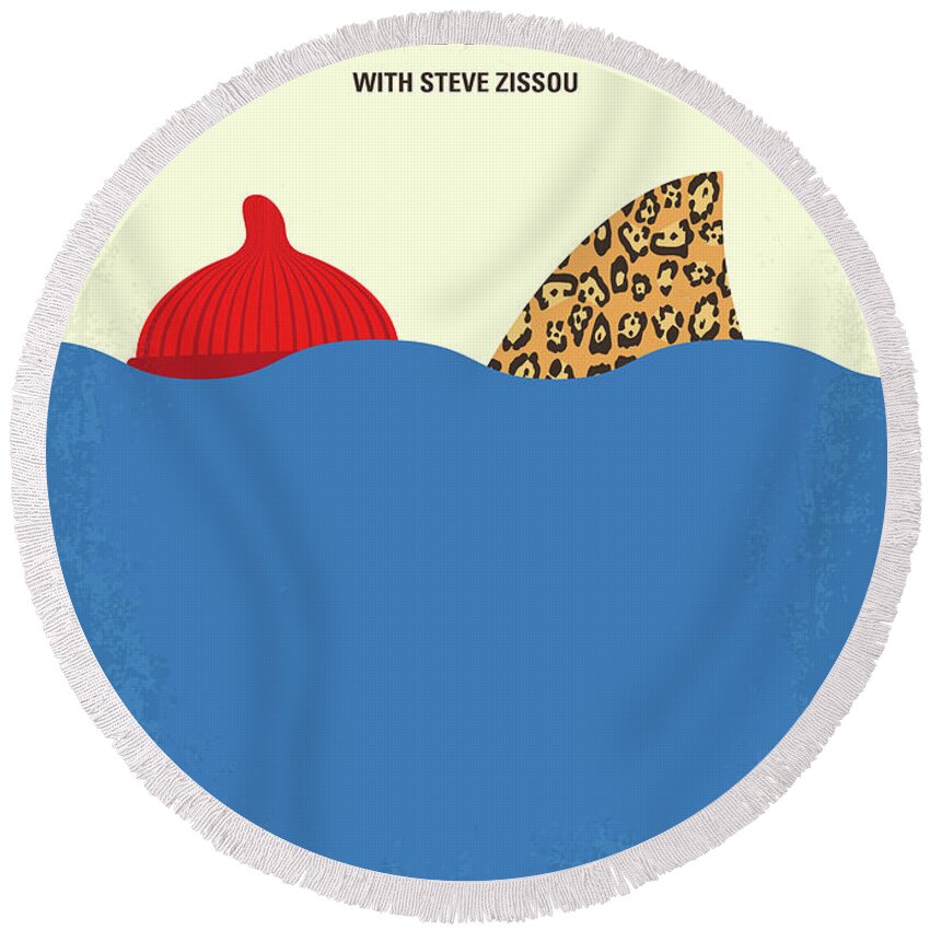 The Life Aquatic With Steve Zissou Round Beach Towel featuring the digital art No774 My The Life Aquatic with Steve Zissou minimal movie poster by Chungkong Art