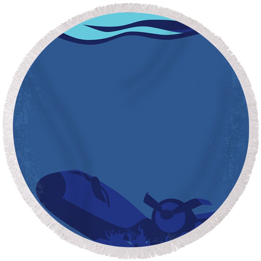 Into The Blue Round Beach Towel featuring the digital art No912 My Into the Blue minimal movie poster by Chungkong Art