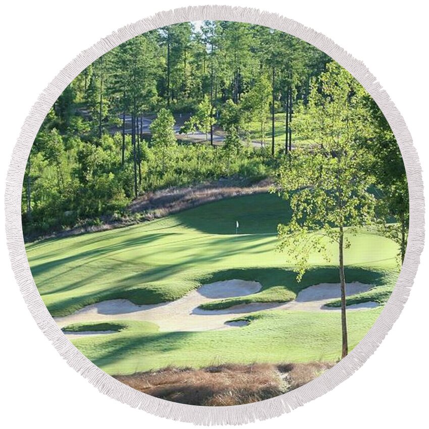 Golf Round Beach Towel featuring the photograph North Carolina Golf Course 12th Hole by Marian Lonzetta