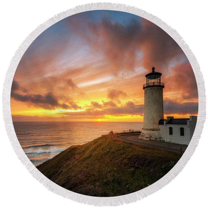 North Head Lighthouse Round Beach Towel featuring the photograph North Head Dreaming by Ryan Manuel