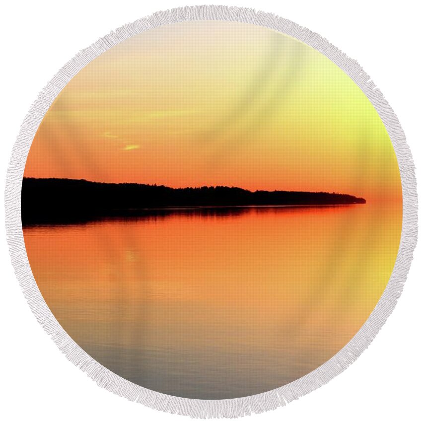 Abstract Round Beach Towel featuring the photograph North Shore Of Kempenfelt Bay Two by Lyle Crump