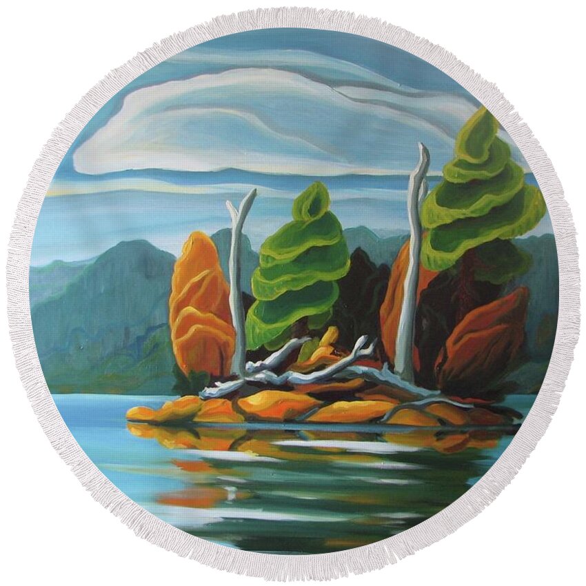 Group Of Seven Round Beach Towel featuring the painting Northern Island by Barbel Smith