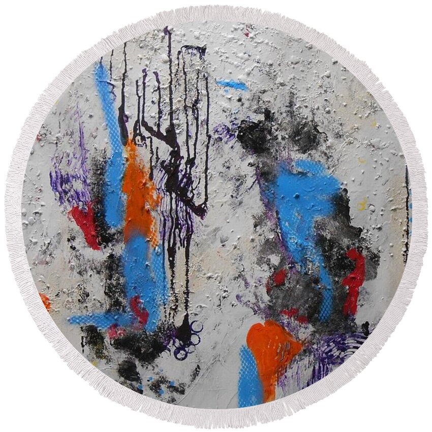 Abstract Round Beach Towel featuring the painting Nothin' But A Dreamer by GH FiLben