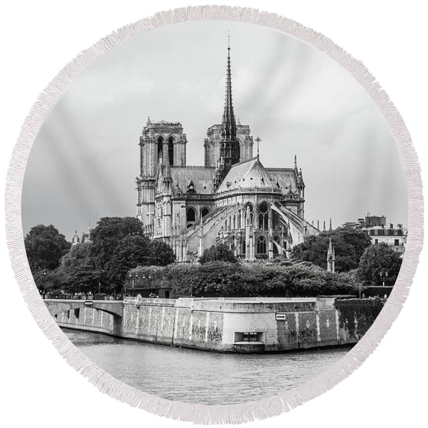 Notre Dame Cathedral Round Beach Towel featuring the photograph Notre Dame Cathedral by Helen Jackson