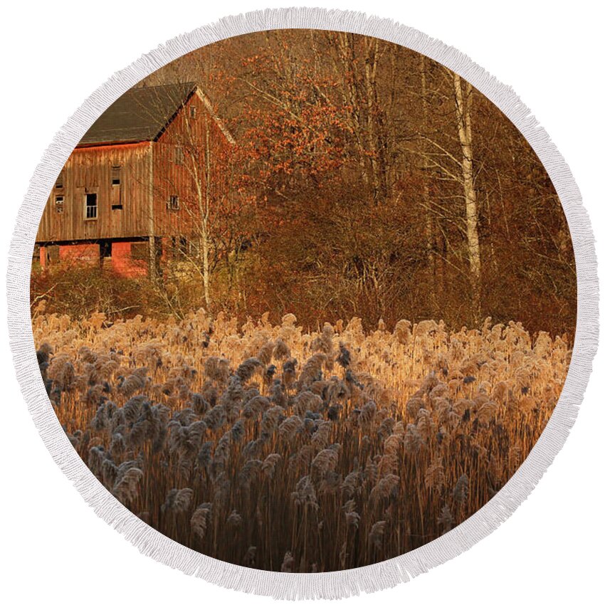 Barn Round Beach Towel featuring the photograph November Breeze by Rob Blair
