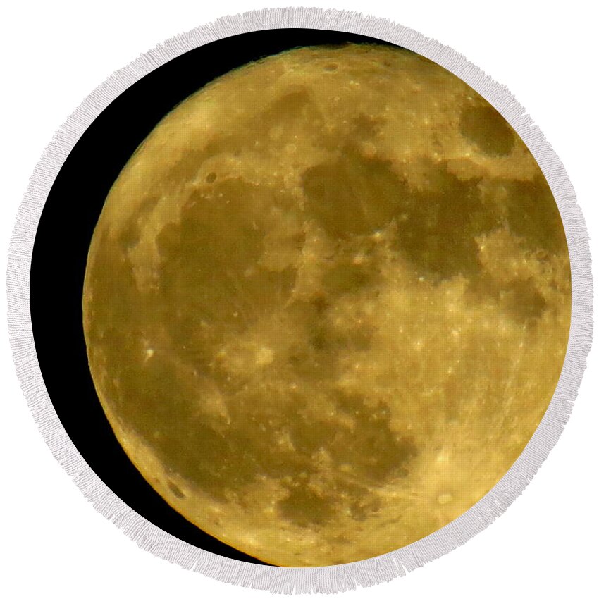November Round Beach Towel featuring the photograph November Full Moon by Eric Switzer