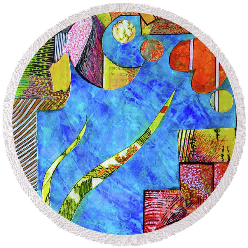  Round Beach Towel featuring the mixed media November State of Mind by Polly Castor