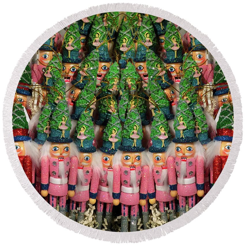 Nutcrackers Round Beach Towel featuring the photograph Nutcrackers Attack by Bonnie Follett