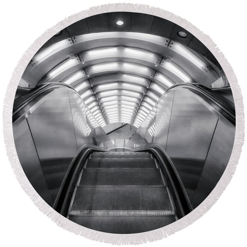 Nyc Subway Station Round Beach Towel featuring the photograph NYC Subway Station by Susan Candelario