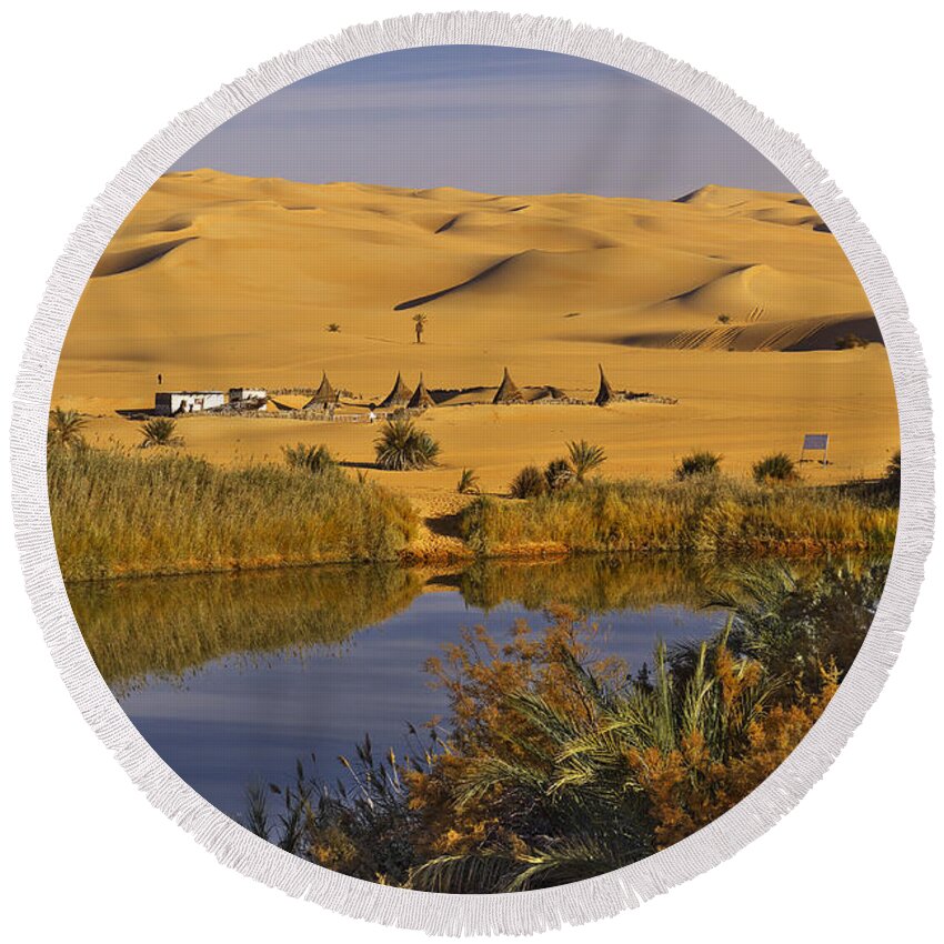 Water Round Beach Towel featuring the photograph Oasis by Ivan Slosar