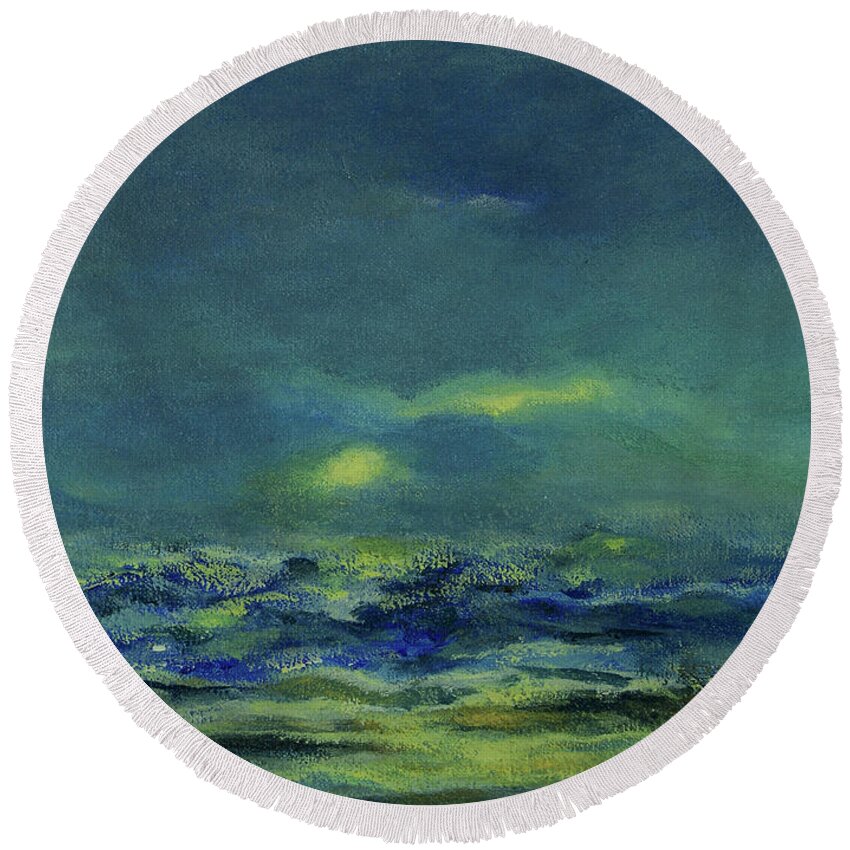 Painting Round Beach Towel featuring the painting Ocean 1 by Julianne Felton