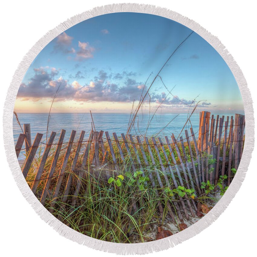 Clouds Round Beach Towel featuring the photograph Ocean Blues by Debra and Dave Vanderlaan