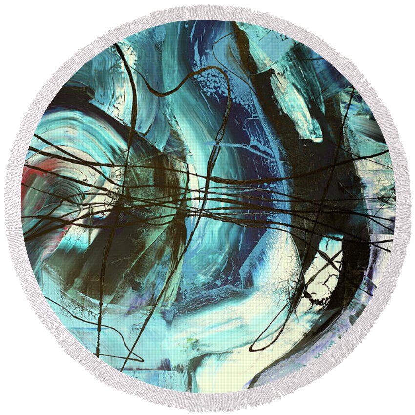  Round Beach Towel featuring the painting Ocean by Martin Bush