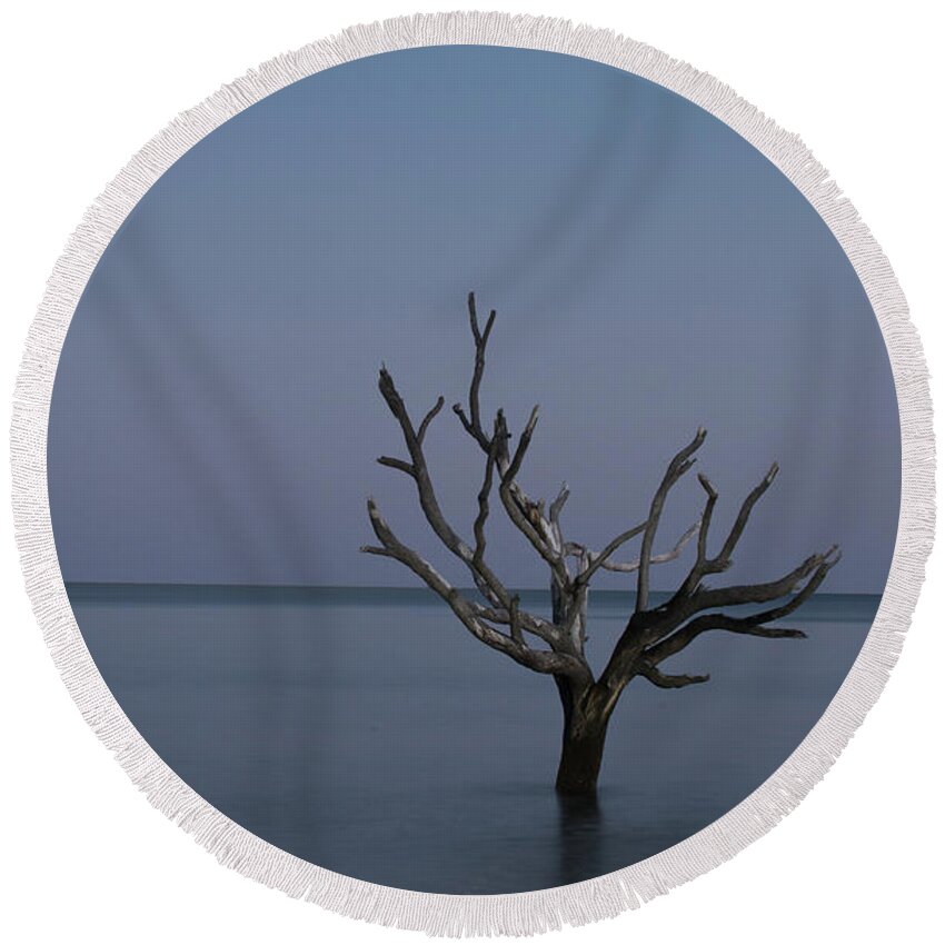 Landscape Round Beach Towel featuring the photograph Ocean Tree by Joe Shrader