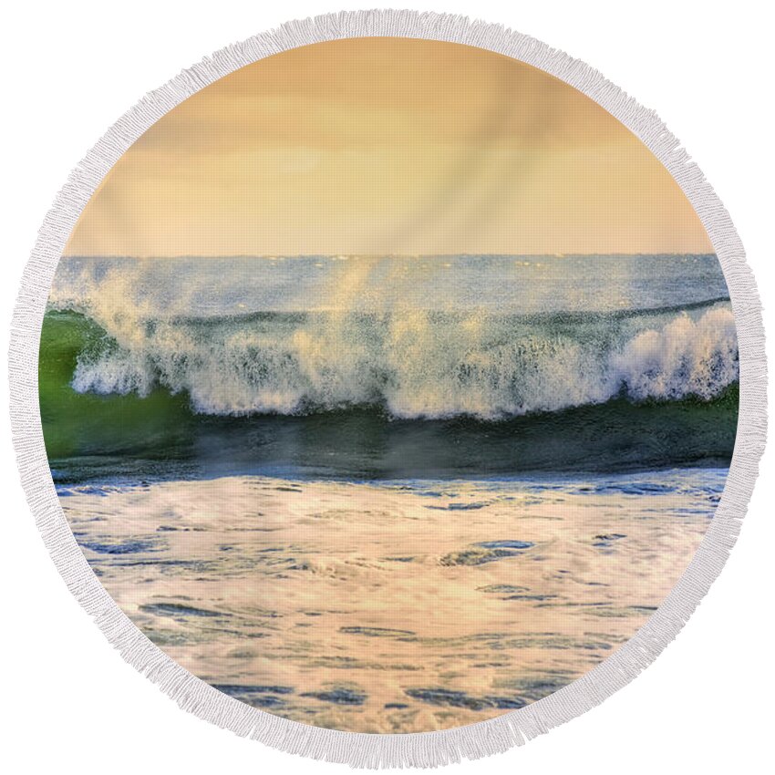 Ocean Waves Round Beach Towel featuring the photograph Ocean Waves by Darius Aniunas