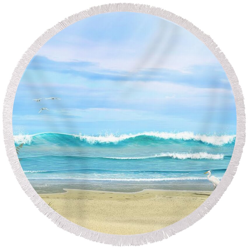 Ocean Round Beach Towel featuring the digital art Oceanic Landscape by John Wills