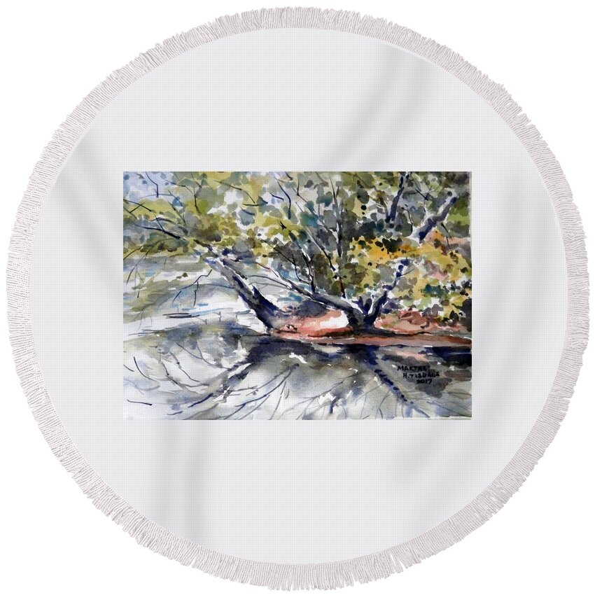 River Round Beach Towel featuring the painting Ocmulgee at Amerson Park by Martha Tisdale
