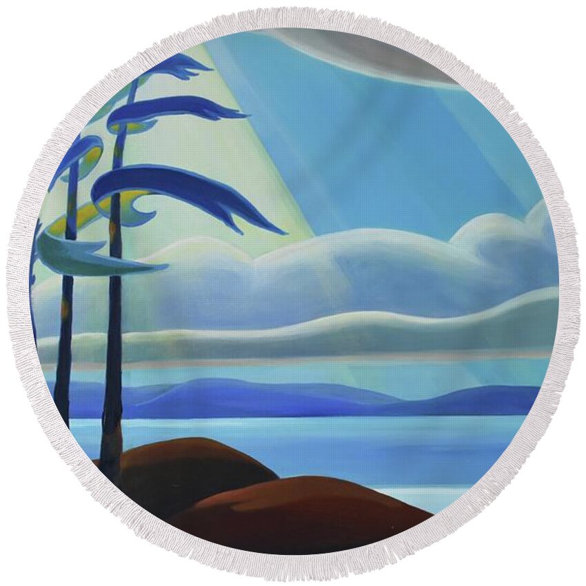 Group Of Seven Round Beach Towel featuring the painting Ode to the North II - Center Panel by Barbel Smith