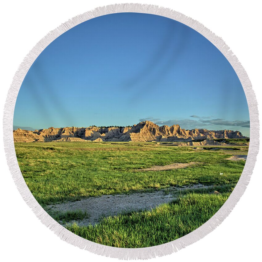 Reservation Round Beach Towel featuring the photograph Oglala Badlands 3 by Bonfire Photography
