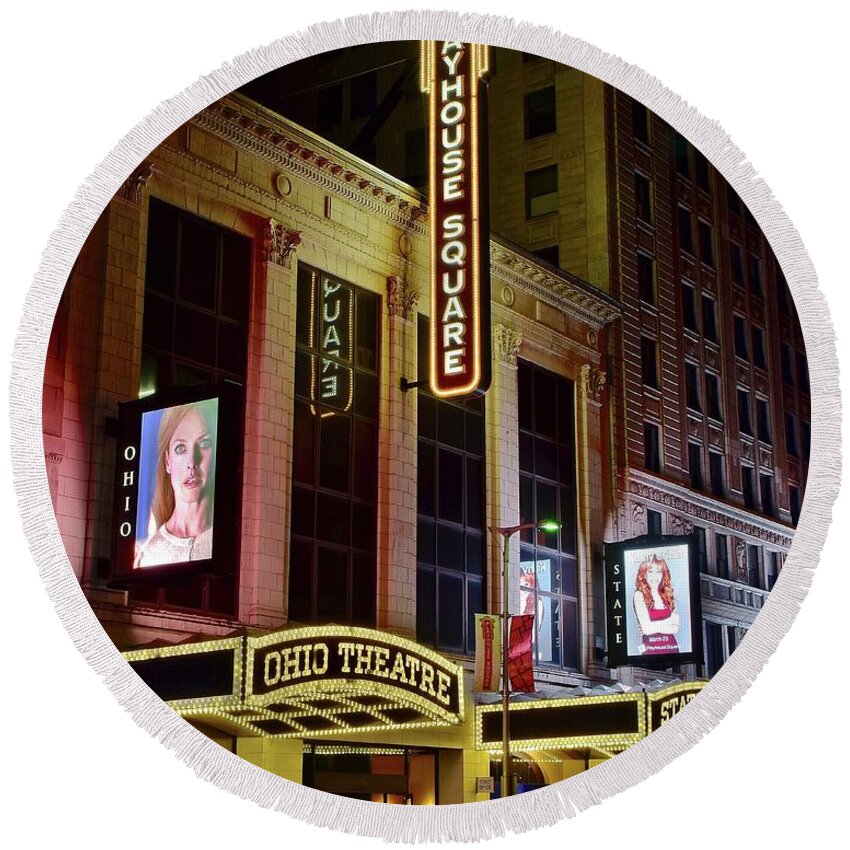 Playhouse Round Beach Towel featuring the photograph Ohio and State Theater by Frozen in Time Fine Art Photography