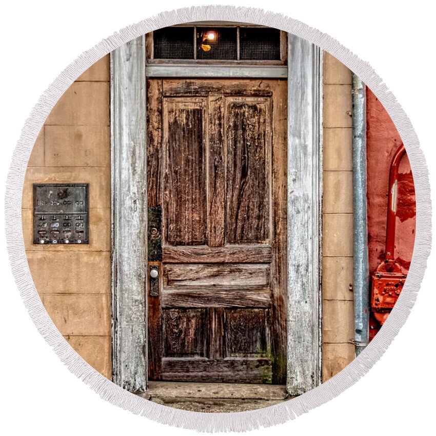 Christopher Holmes Round Beach Towel featuring the photograph Old Door by Christopher Holmes