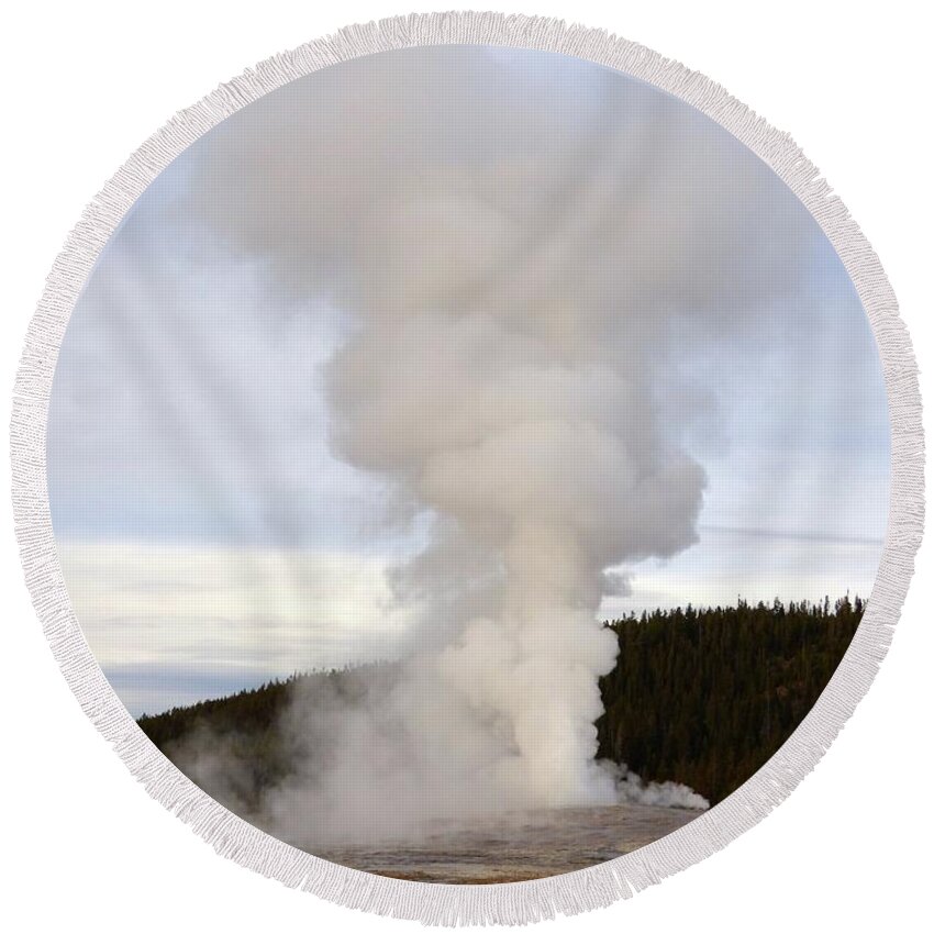 Old Faithful Round Beach Towel featuring the photograph Old Faithful by Jean Wright